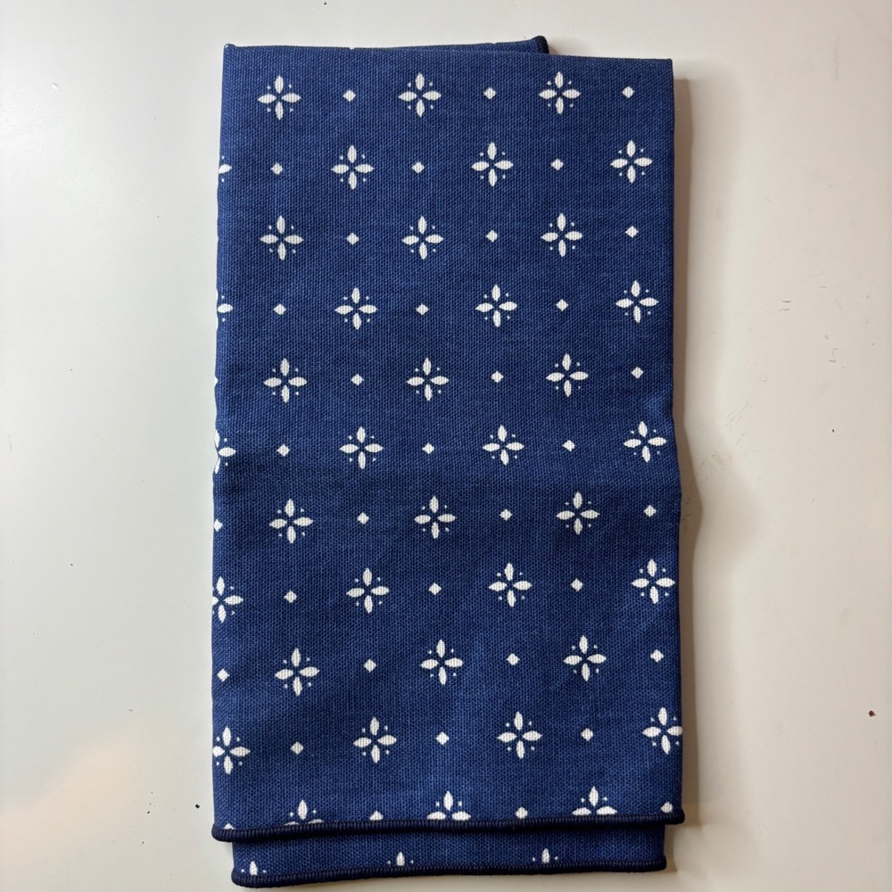Longaberger Napkins Set of 2 Blue Denim Floral Starburst Cotton USA Made